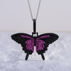 European and American women hip-hop exaggerated butterfly full-set zircon black gold-plated color diamond small  necklace