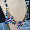 European - selling chain retro exaggerated irregular geometric crystal  and acrylic colorful pendant short necklace