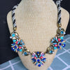 European - selling chain retro exaggerated irregular geometric crystal  and acrylic colorful pendant short necklace