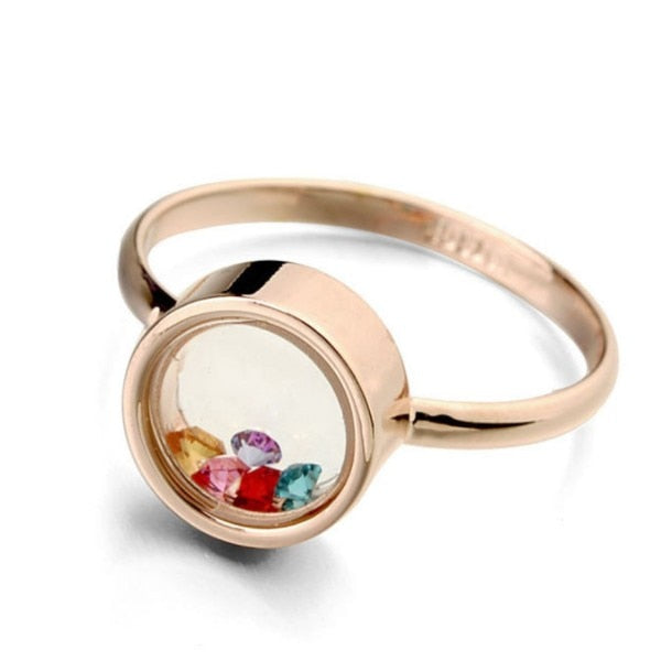 European style trend Rings Crystal From Austrian Fashionable Temperament Jewelry Transparent Crystal Flowing Sands Ring