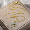 Evil Eye Cubic Zirconia Necklace For Women Stainless Steel Crystal Pendant Necklaces Gold Color Choker Weddding Couple Jewerly