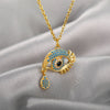 Evil Eye Cubic Zirconia Necklace For Women Stainless Steel Crystal Pendant Necklaces Gold Color Choker Weddding Couple Jewerly