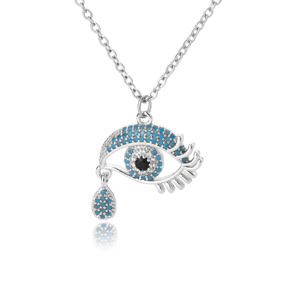 Evil Eye Cubic Zirconia Necklace For Women Stainless Steel Crystal Pendant Necklaces Gold Color Choker Weddding Couple Jewerly