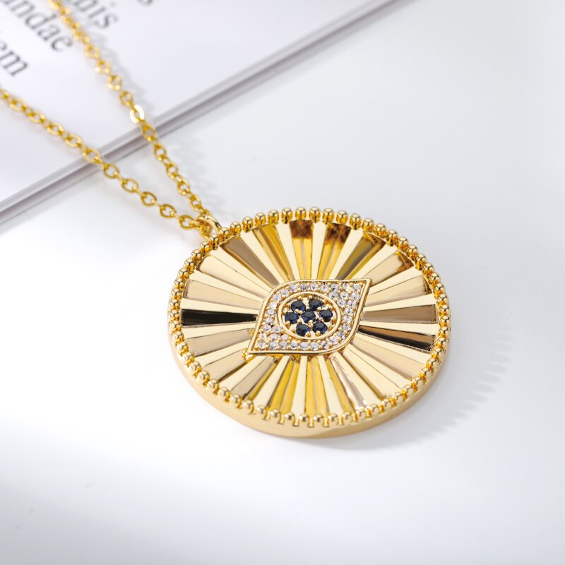 Evil Eye Necklace For Women Men Gold Color Blue CZ Pendant Necklaces Charm Goth Crystal Jewelry Birthday Gift collier femme