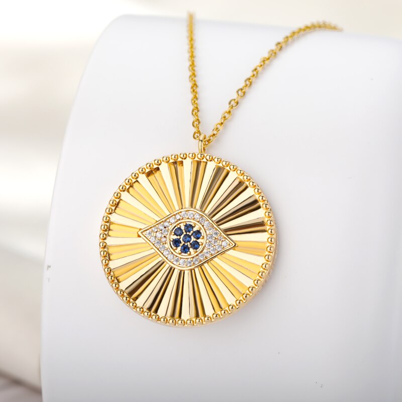 Evil Eye Necklace For Women Men Gold Color Blue CZ Pendant Necklaces Charm Goth Crystal Jewelry Birthday Gift collier femme