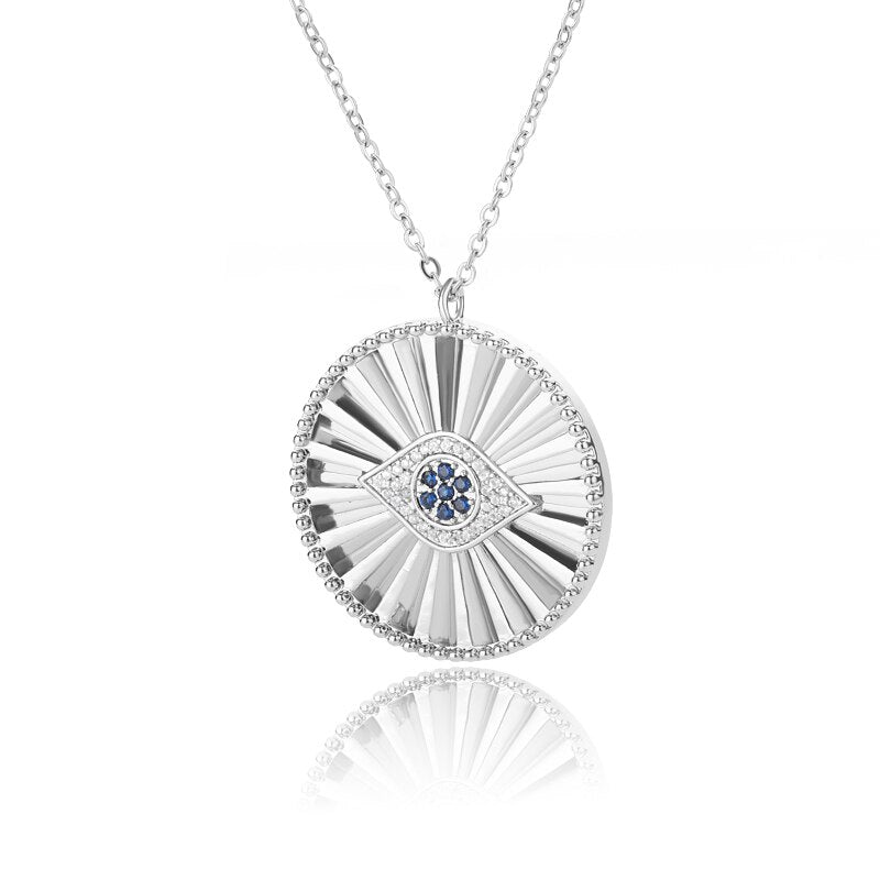 Evil Eye Necklace For Women Men Gold Color Blue CZ Pendant Necklaces Charm Goth Crystal Jewelry Birthday Gift collier femme