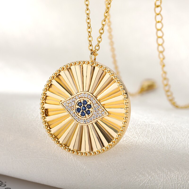 Evil Eye Necklace For Women Men Gold Color Blue CZ Pendant Necklaces Charm Goth Crystal Jewelry Birthday Gift collier femme