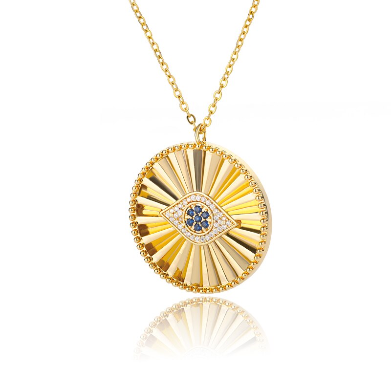Evil Eye Necklace For Women Men Gold Color Blue CZ Pendant Necklaces Charm Goth Crystal Jewelry Birthday Gift collier femme