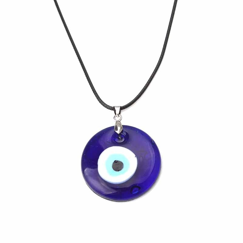 Evil Eye Necklace Keychain, Blue Eye Charm 30mm, Greek Mati, Hamsa, Nazar, Men Evil Eye Jewelry, Greek Leather Pendant Necklaces