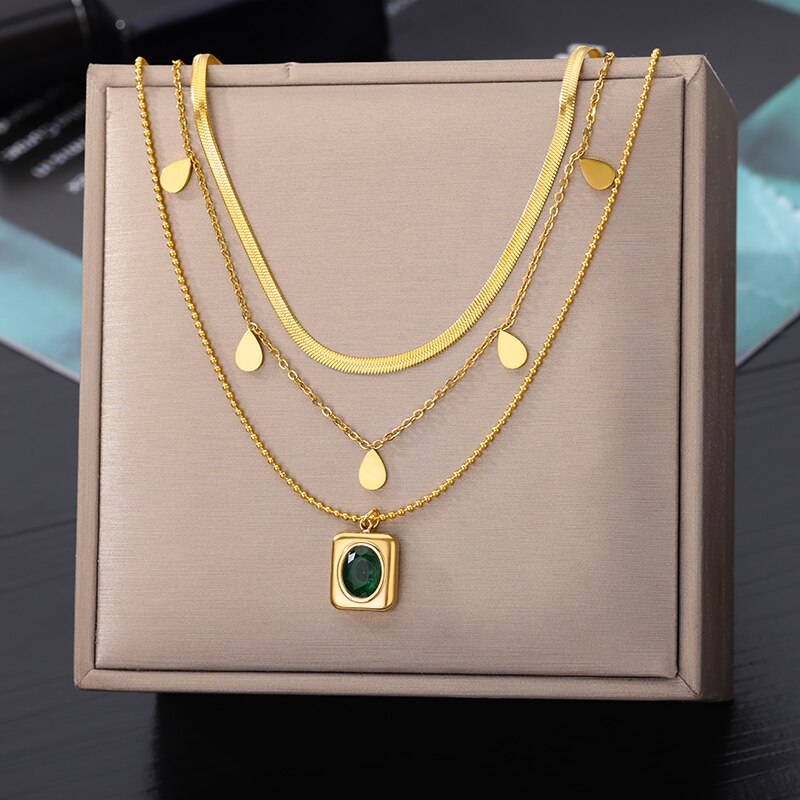 Evil Eye Necklace for Women Stainless Steel Gold Color Feather Pendants Necklaces 2023 Trend Aesthetic Jewelry collares
