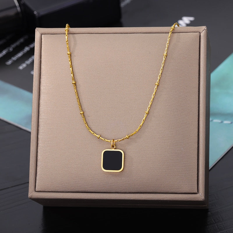 Evil Eye Necklace for Women Stainless Steel Gold Color Feather Pendants Necklaces 2023 Trend Aesthetic Jewelry collares