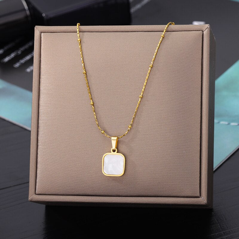 Evil Eye Necklace for Women Stainless Steel Gold Color Feather Pendants Necklaces 2023 Trend Aesthetic Jewelry collares