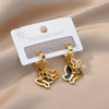 Evil Eye Stud Earrings for Women Gold Plated Butterfly Stainless Steel Earrings Set Zircon Couple Wedding Jewelry Christmas Gift