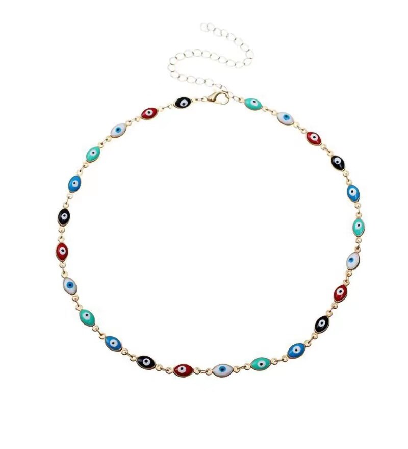Evil Eyes Multilayer Necklaces For Women Bohemian Vintage Devil Sweater Chain Necklaces Choker Beads Party Jewelry