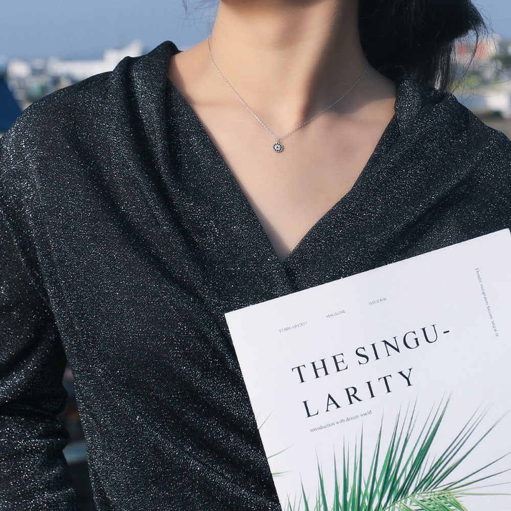 Evil Turkish Eye Necklace For Women Blue Crystal Silver Color Necklace Rose Gold Thin Chain Dainty Necklace Choker Lucky Jewelry