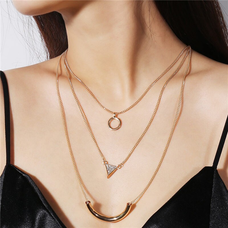 Exaggerate Vintage Long Pipe Pendant Necklaces For Women Jewelry Bohemian 3 Layer Chain Statement Necklace Collier
