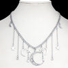 Exaggerated Crystal  Star Moon Necklaces Gold Color Long Tassel Pendant Choker Necklace Collar Boho Retro Short Jewelry Charms
