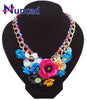 Exaggerated Handmade Colorful Crystal Flower Necklace Retro Women Collar Clavicle Chain Choker Bib Statement Necklace Accessory
