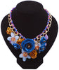 Exaggerated Handmade Colorful Crystal Flower Necklace Retro Women Collar Clavicle Chain Choker Bib Statement Necklace Accessory