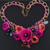Exaggerated Handmade Colorful Crystal Flower Necklace Retro Women Collar Clavicle Chain Choker Bib Statement Necklace Accessory