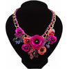 Exaggerated Handmade Colorful Crystal Flower Necklace Retro Women Collar Clavicle Chain Choker Bib Statement Necklace Accessory