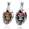 Exaggerated Horror Skull Pendant Men's Necklace Bohemian Red Crystal Inlaid Sliding Metal Pendant Necklace AccessorieJewelry