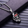 Exaggerated Horror Skull Pendant Men's Necklace Bohemian Red Crystal Inlaid Sliding Metal Pendant Necklace AccessorieJewelry