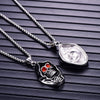 Exaggerated Horror Skull Pendant Men's Necklace Bohemian Red Crystal Inlaid Sliding Metal Pendant Necklace AccessorieJewelry