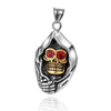 Exaggerated Horror Skull Pendant Men's Necklace Bohemian Red Crystal Inlaid Sliding Metal Pendant Necklace AccessorieJewelry