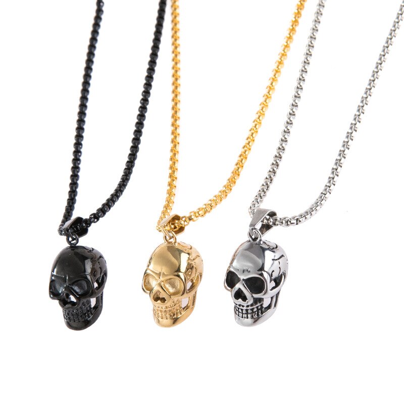 Exaggerated Personality Skull Necklace Men's Stainless Steel Necklace Jewelry подвеска