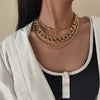 Exaggerated Punk Cuban Chunky Chain Necklace Collar Statement European&America  Twist Cross Chain Necklace