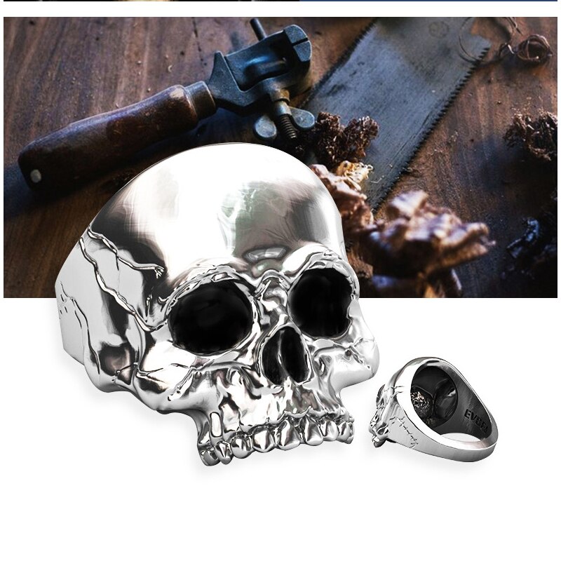 Exaggerated Skull Ring Men's Gothic Personality Punk Ring  Metal Accessories Party Jewelry Size 7-13