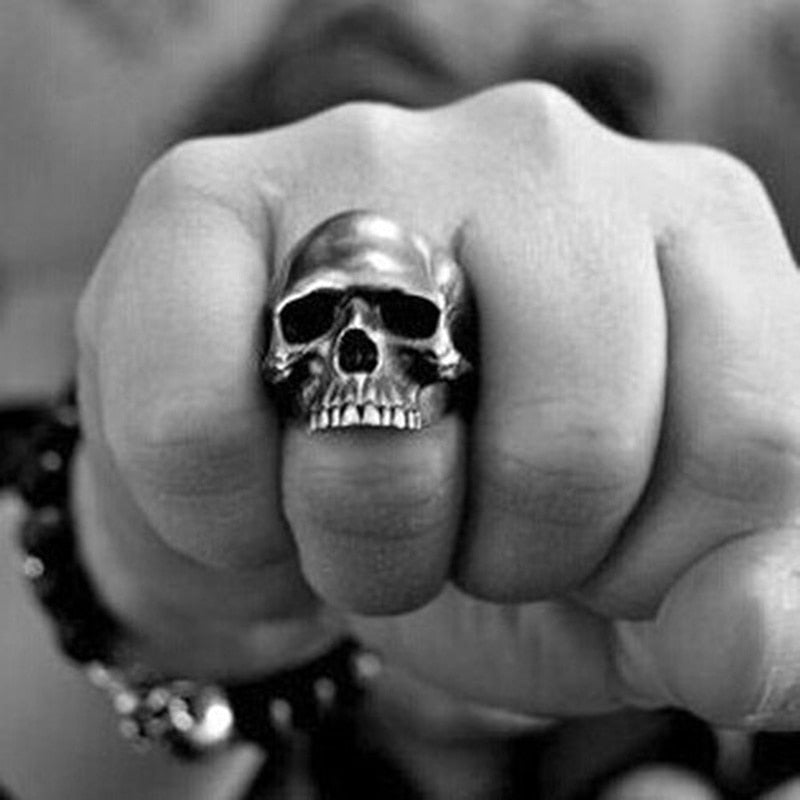 Exaggerated Skull Ring Men's Gothic Personality Punk Ring Metal Accessories Party Jewelry Size 7-13