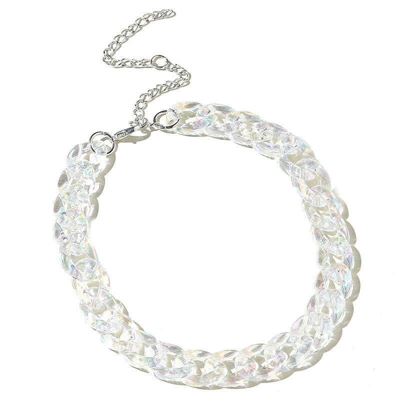 Exaggeration Transparent Acrylic Chain Big Necklace For Women Charm Colorful Clear Choker Collar Necklace Fine Jewelry