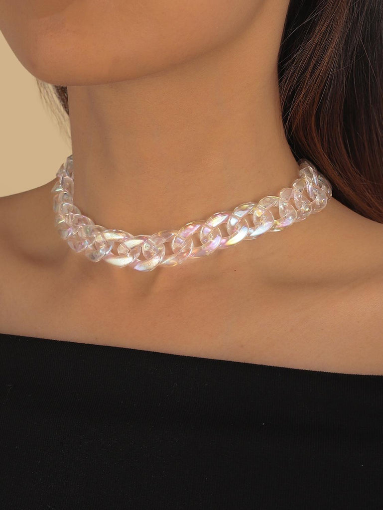 Exaggeration Transparent Acrylic Chain Big Necklace For Women Charm Colorful Clear Choker Collar Necklace Fine Jewelry