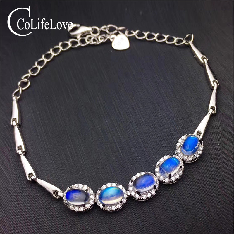 Excellent brilliance Moonstone bracelet for party natural monnstone bracelet 925 sterling silver moonstone jewelry romantic gift