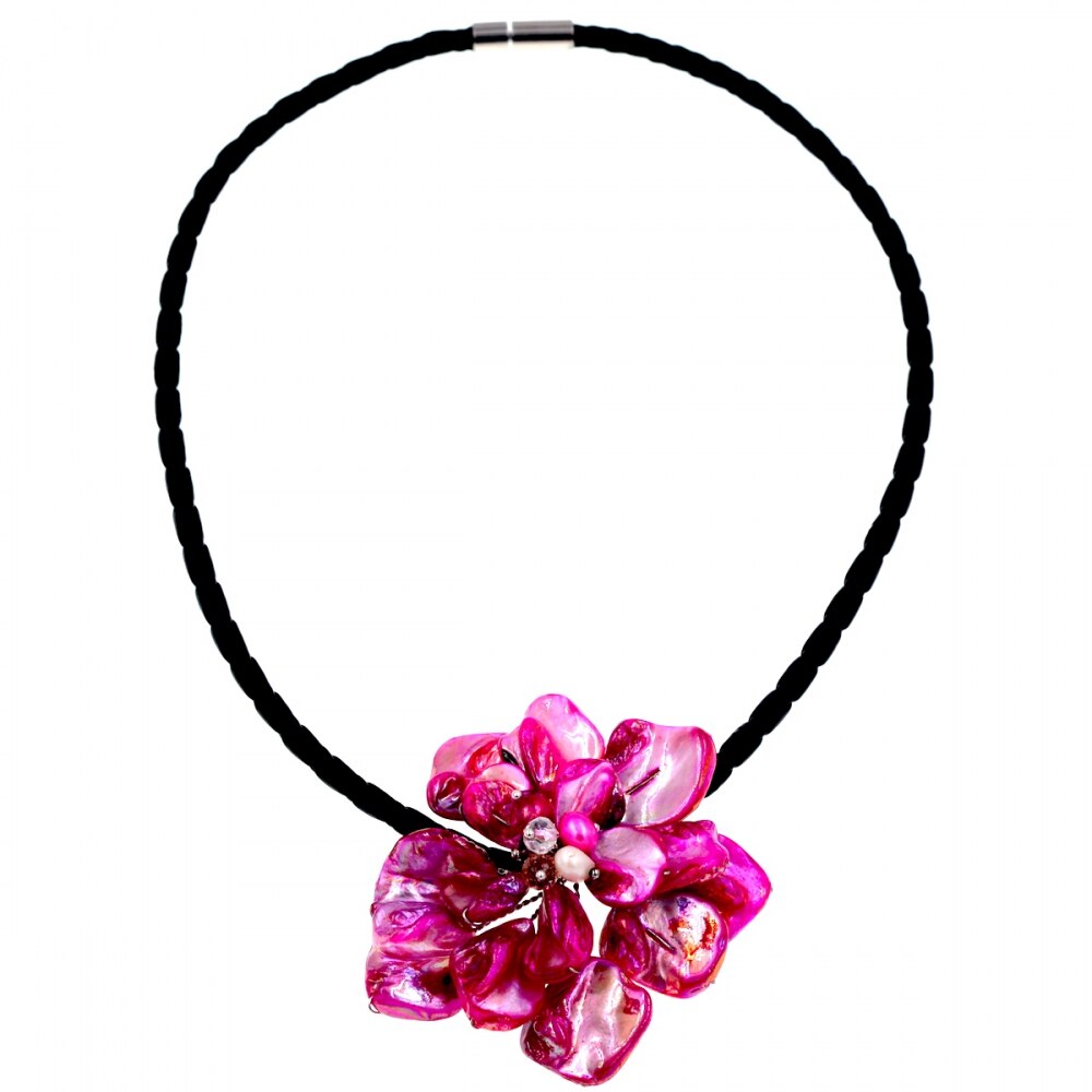 Exclusive Pink Baroque Shell Flower Necklace Jewelry Sell