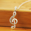 Exquisite 925 Stamped Silver noble crystal Pretty music note Pendant Necklace For Women party Jewelry Holiday gifts