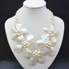 Exquisite. Beautiful natural sea shell pearl flower necklace. Glamour ladies party necklace 20"