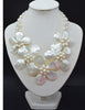 Exquisite. Beautiful natural sea shell pearl flower necklace. Glamour ladies party necklace 20"