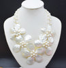 Exquisite. Beautiful natural sea shell pearl flower necklace. Glamour ladies party necklace 20"