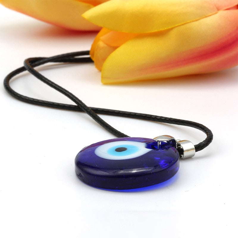 Exquisite Blue Glass Evil Eye Round Pendants Necklace  Men Women Charms Necklace Accessories Creative Party Jewelry Gift