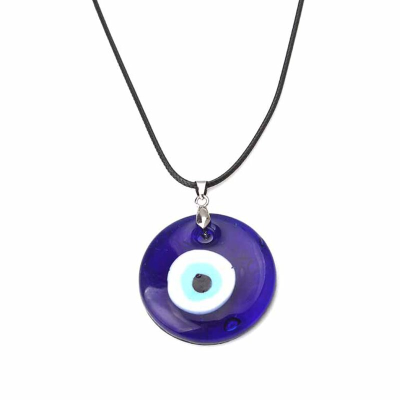 Exquisite Blue Glass Evil Eye Round Pendants Necklace Men Women Charms Necklace Accessories Creative Party Jewelry Gift
