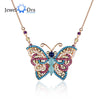 Exquisite Butterfly Cubic Zirconia 925 Sterling Silver Gold Necklaces For Women Pendants Decoration Dress Coat(JeweloraNE10291)