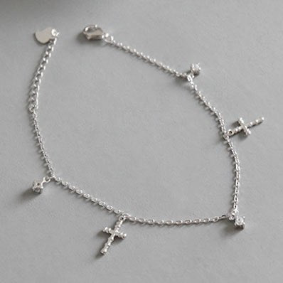 Exquisite Cross Zircon Pendant Bracelet 2020 For Women Wedding 925 Sterling Silver Link Chain Mujer Moda Jewelry pulseira