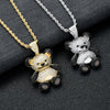 Exquisite Cartoon Style Zircon Panda Pendant Necklace Hip Hop Men Rock Punk Animal Jewelry