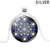 Exquisite Cube Sacred Geometry Photo Convex Glass Man Pendant Necklace Creative Personality Party Jewelry Accessories