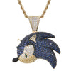 Exquisite Full Zircon Inlaid Gold Plated Cartoon Hedgehog Metal Pendant Necklace Hip Hop Men's Rock Party Jewelry