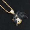 Exquisite Full Zircon Inlaid Gold Plated Cartoon Hedgehog Metal Pendant Necklace Hip Hop Men's Rock Party Jewelry