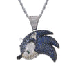 Exquisite Full Zircon Inlaid Gold Plated Cartoon Hedgehog Metal Pendant Necklace Hip Hop Men's Rock Party Jewelry